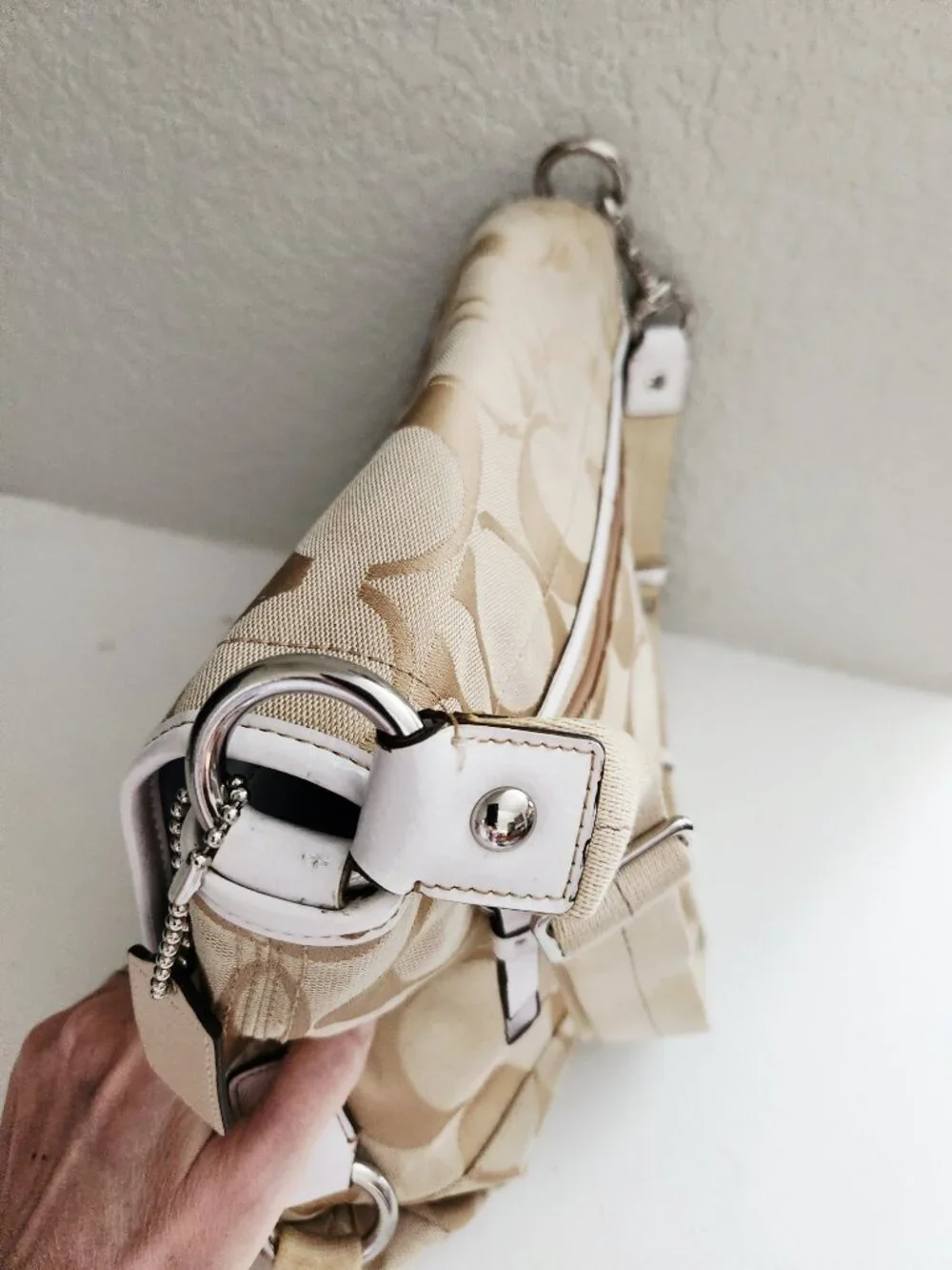 Coach Kyra Signature Khaki Shoulder Bag Purse